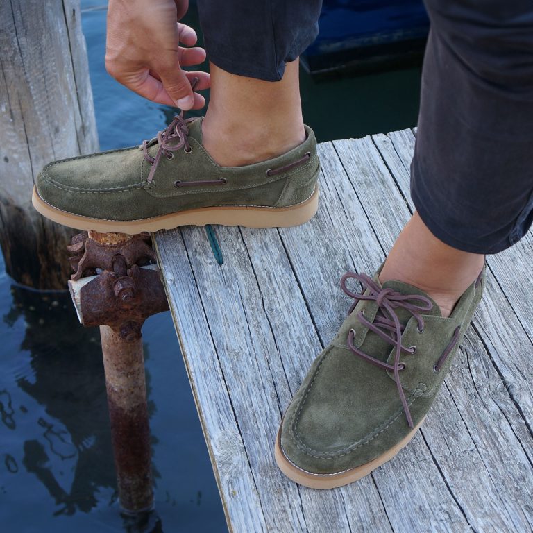 Scarpa da barca uomo Caleri color muschio