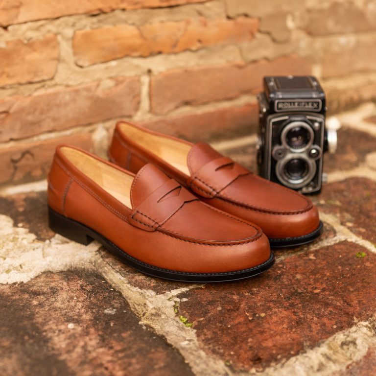 maestrale mocassino penny loafer da uomo caleri shoes caramello
