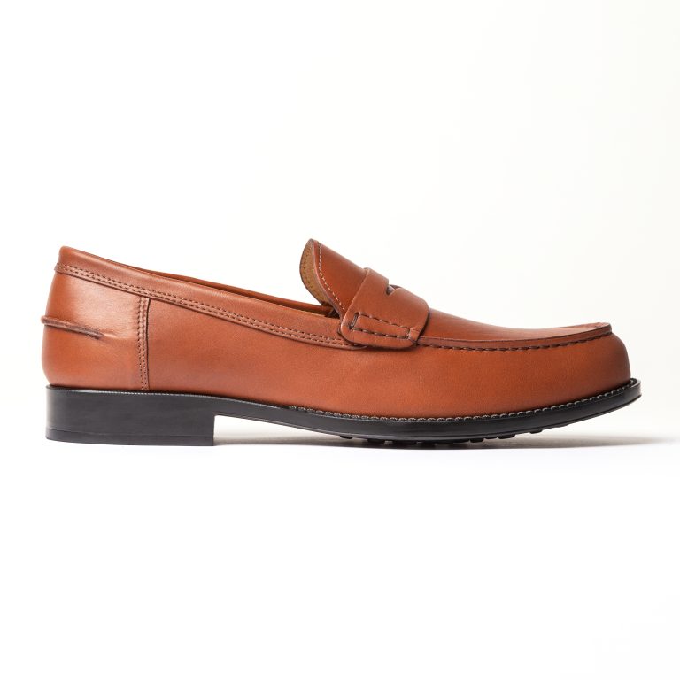 maestrale mocassino penny loafer da uomo caleri shoes caramello