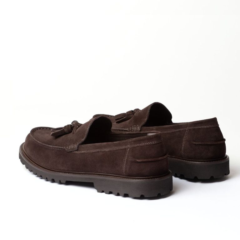 mocassini con nappine linea zefiro color testa di moro