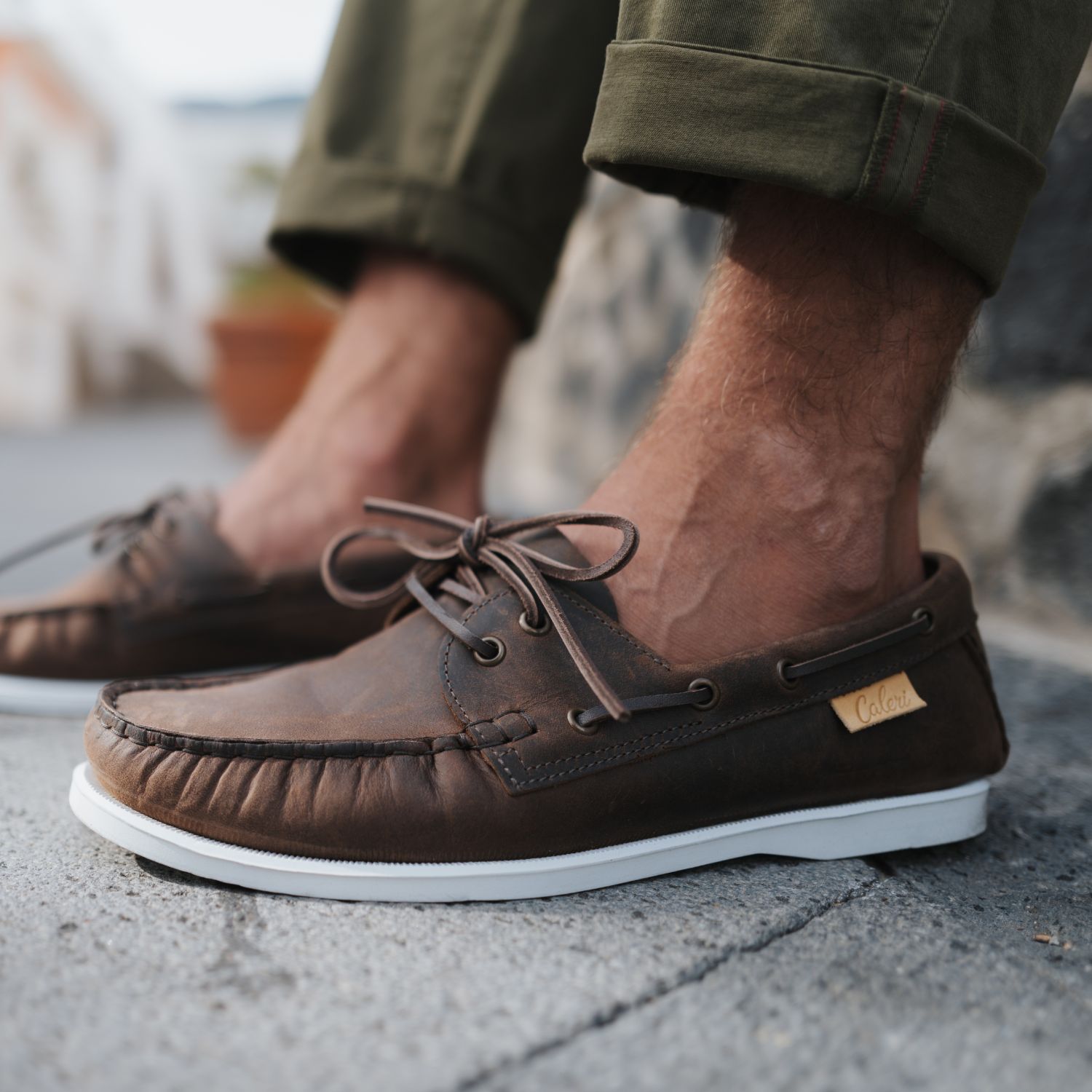shoes scarpe suola a barca Aliseo Scarpa da barca con suola in gomma Noce Caleri Shoes